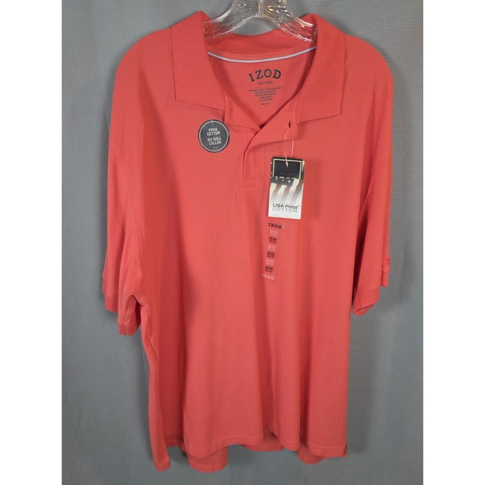 IZOD Men's 2XL‎ XXL Polo Shirt Peach Pima Cotton Casual Golf  New NWT